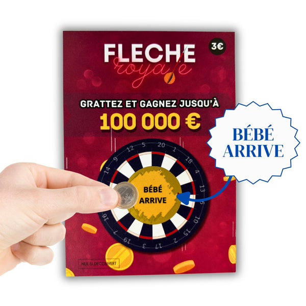 FLECHE ROYALE - Carte à Gratter annonce "Bébé arrive"