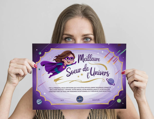 Certificat "Meilleure Sœur de l'Univers"